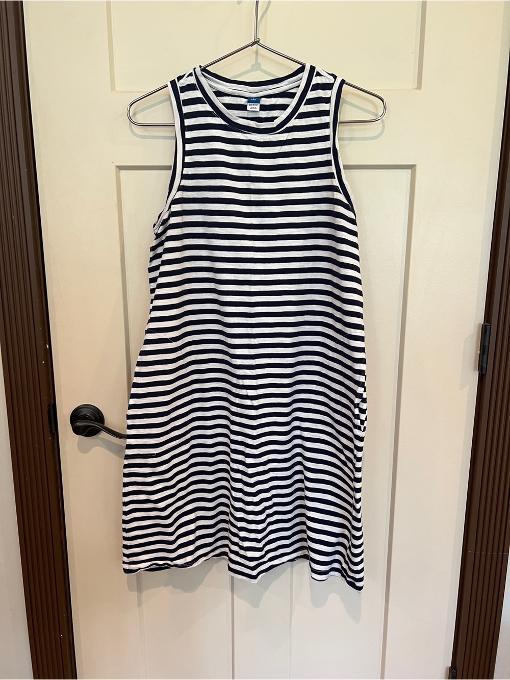Old Navy Black and White Striped Sleeveless Tank Dress